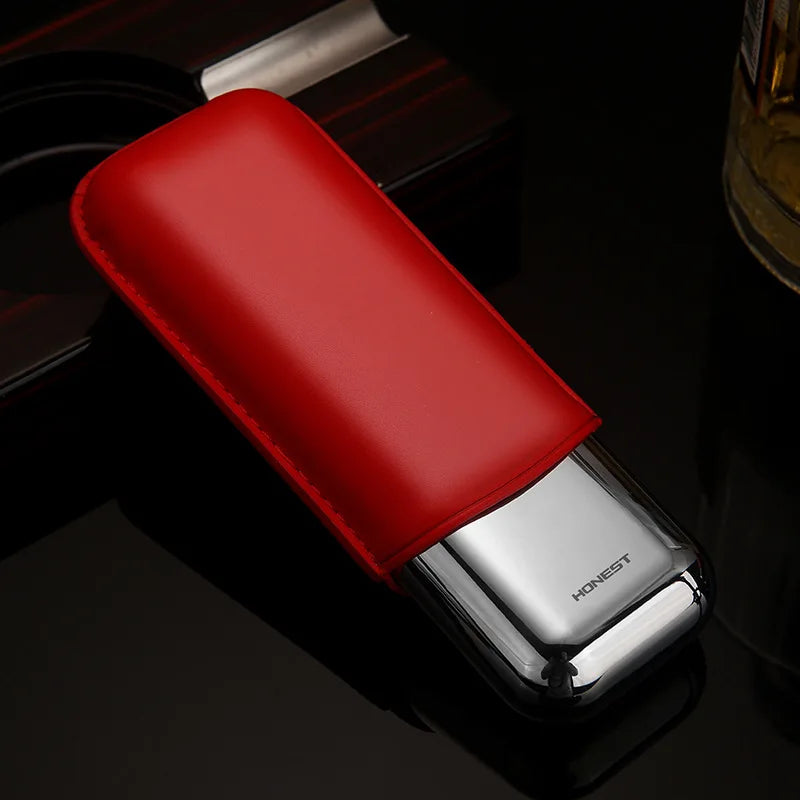 HONEST 2024 Leather Cigar Case & Tube Set | Travel Holder for 2 Cigars