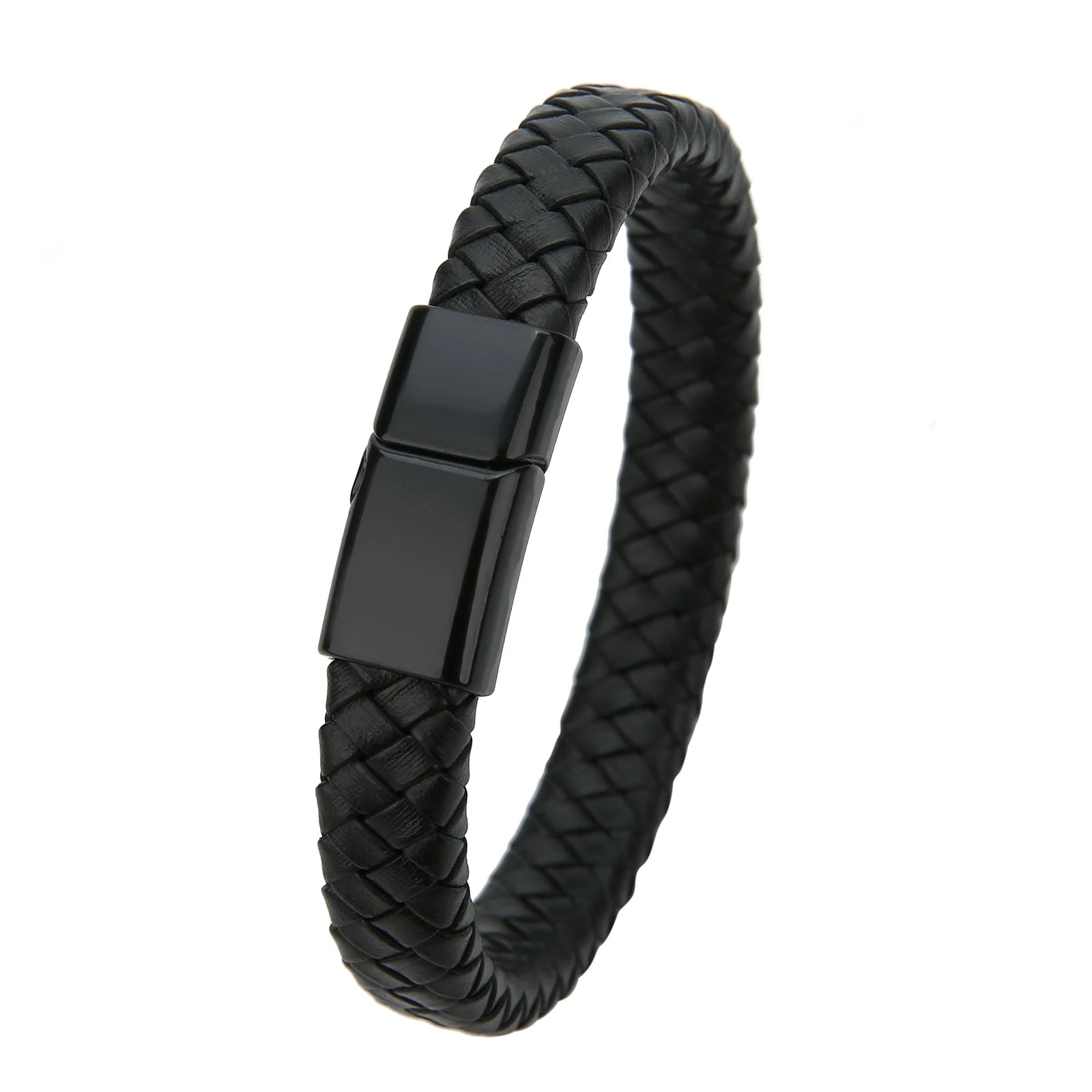 Mibrow Braided Black Leather Men’s Bracelet