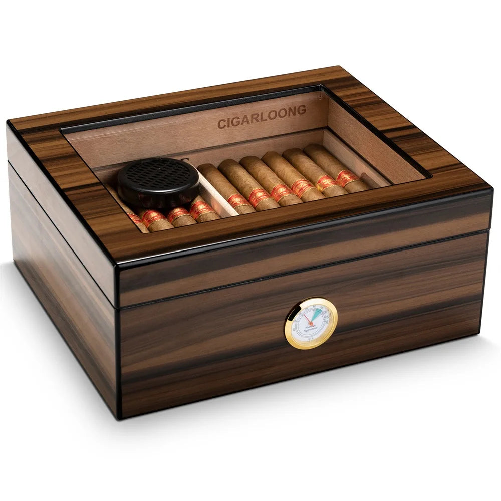 Spanish Cedar Cigar Humidor with Hygrometer – Large Storage Box