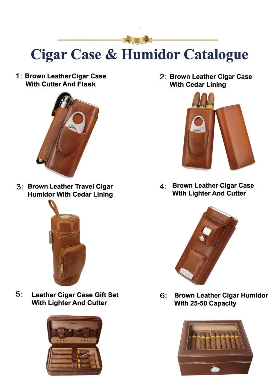 Personalized PU Leather Cigar Holder | Portable Travel Box with Moisture Pack