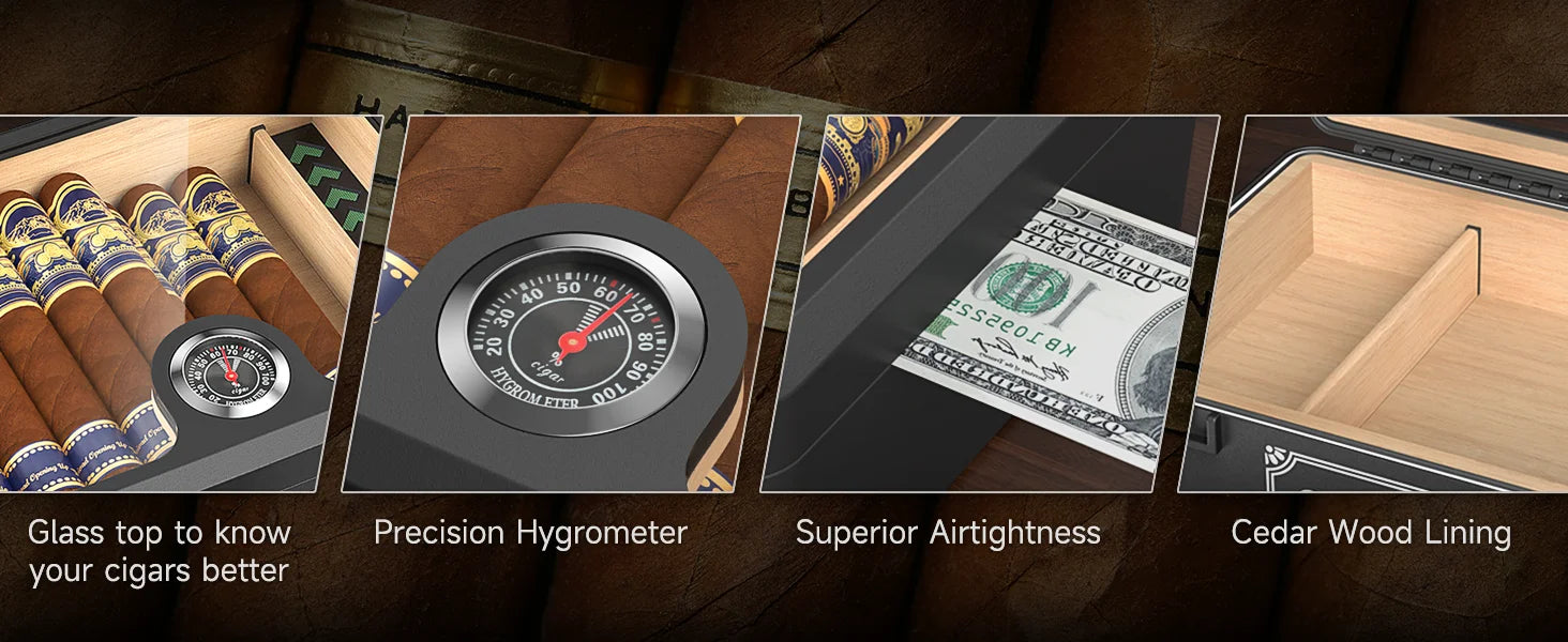 Cedar Wood Cigar Humidor with Glass Top