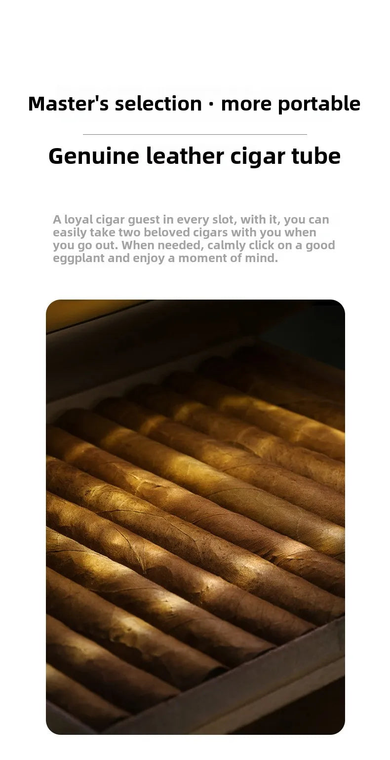 HONEST 2024 Leather Cigar Case & Tube Set | Travel Holder for 2 Cigars