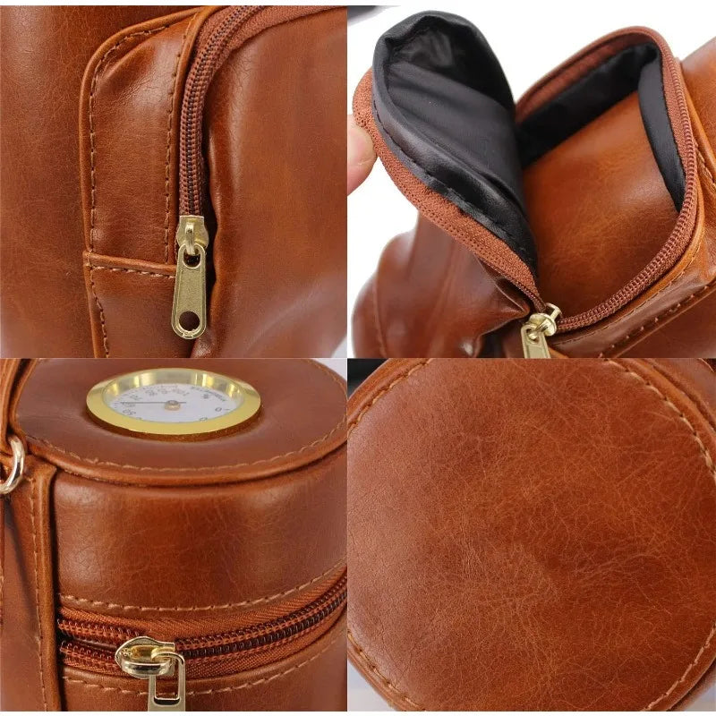 Personalized PU Leather Cigar Holder | Portable Travel Box with Moisture Pack