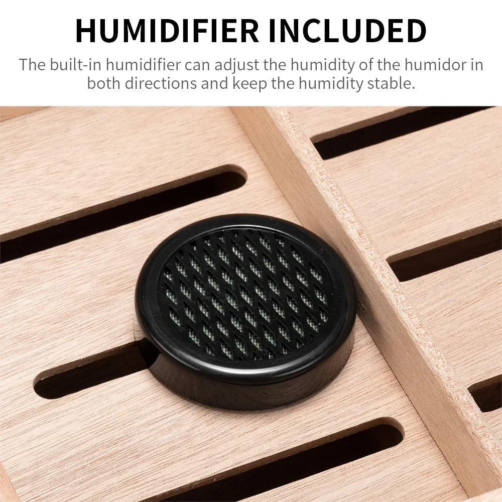 Spanish Cedar Cigar Humidor with Hygrometer – Large Storage Box