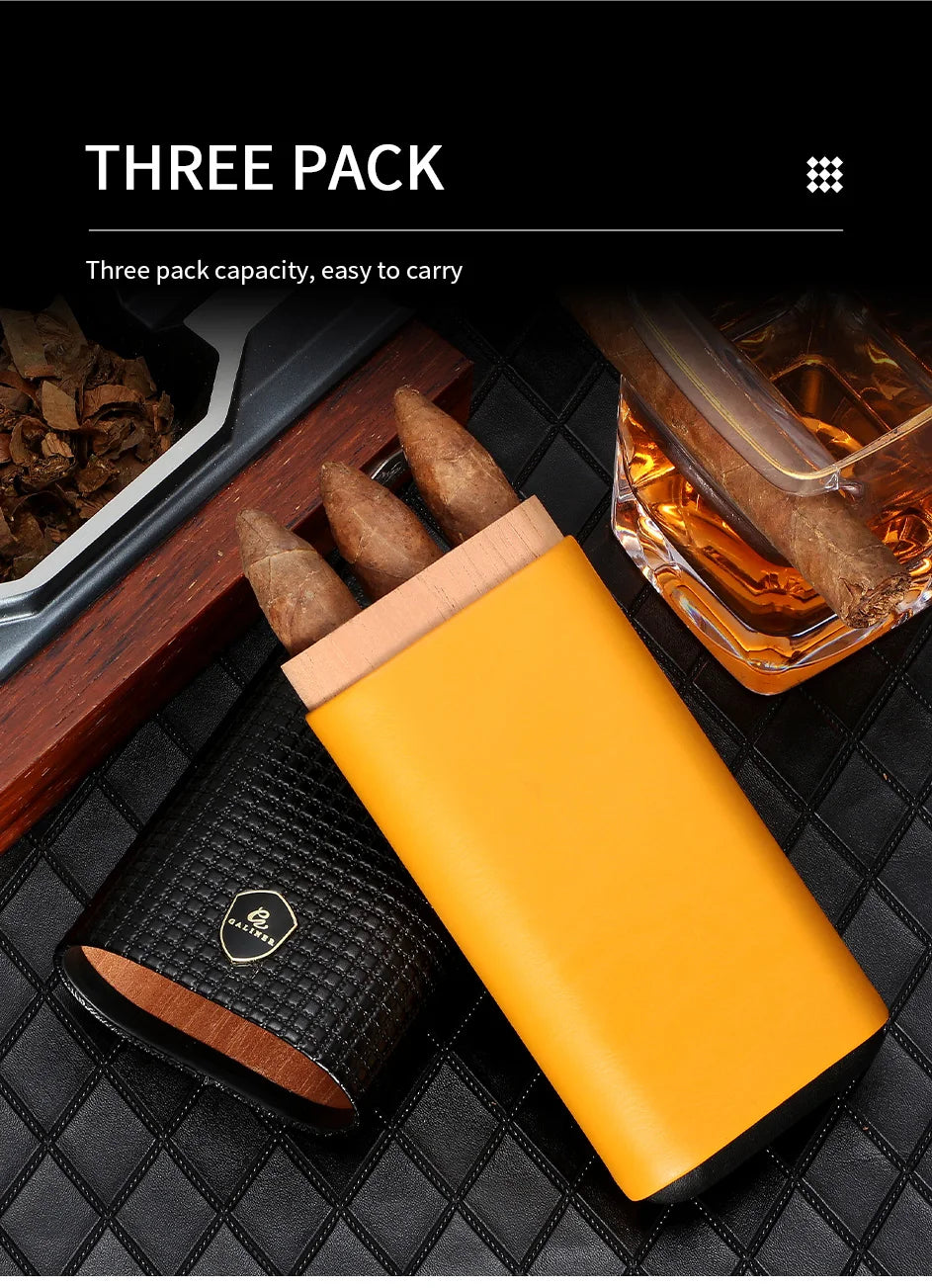 GALINER Leather Cigar Humidor Case with Cedar Lining