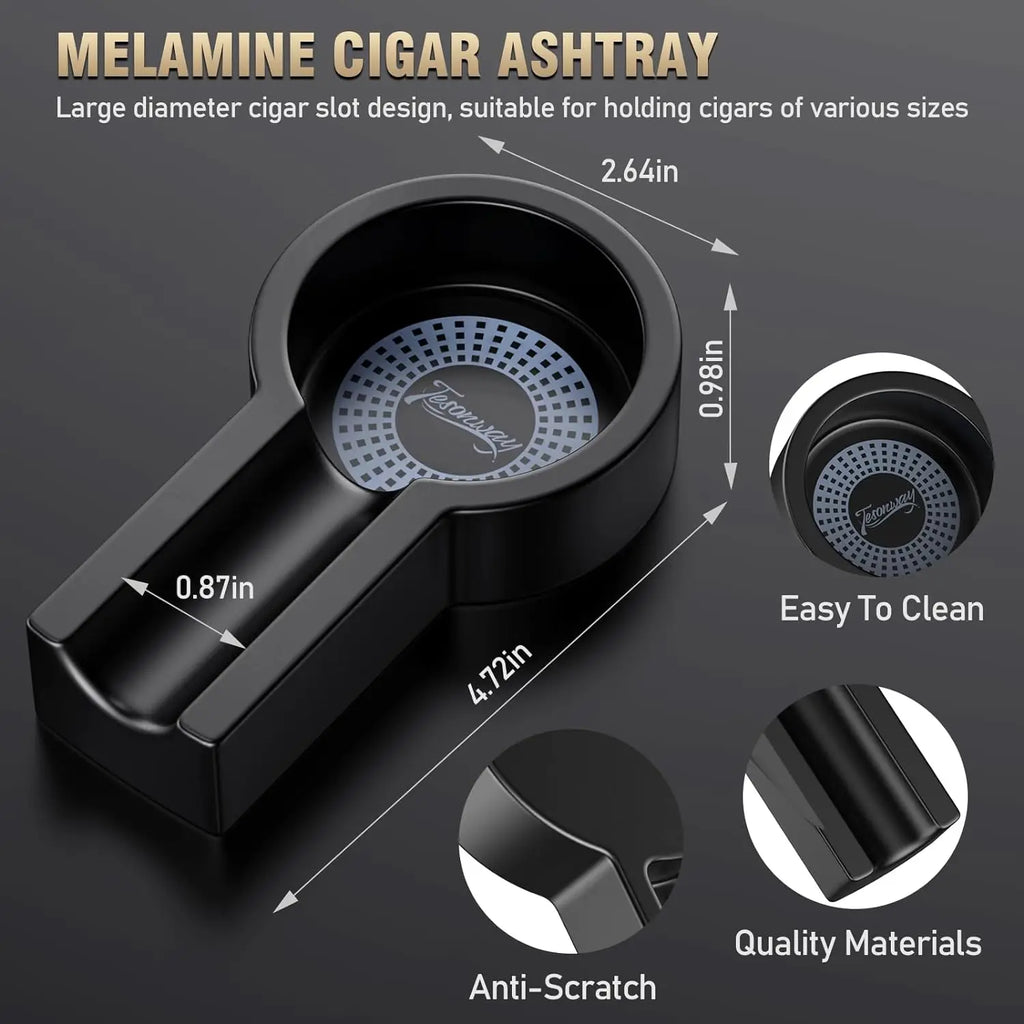 Portable Cigar Ashtray with V-Cut & Punch